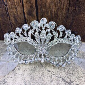 COPY - Silver Masquerade Mask, Crystal Mask Rhinestone, Venetian, Party, Pagean…